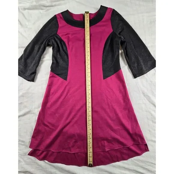 Uncle Frank Sheath Dress Color Block Jersey Ponte Knit 3/4 sleeves Pink Gray S - Picture 4 of 9